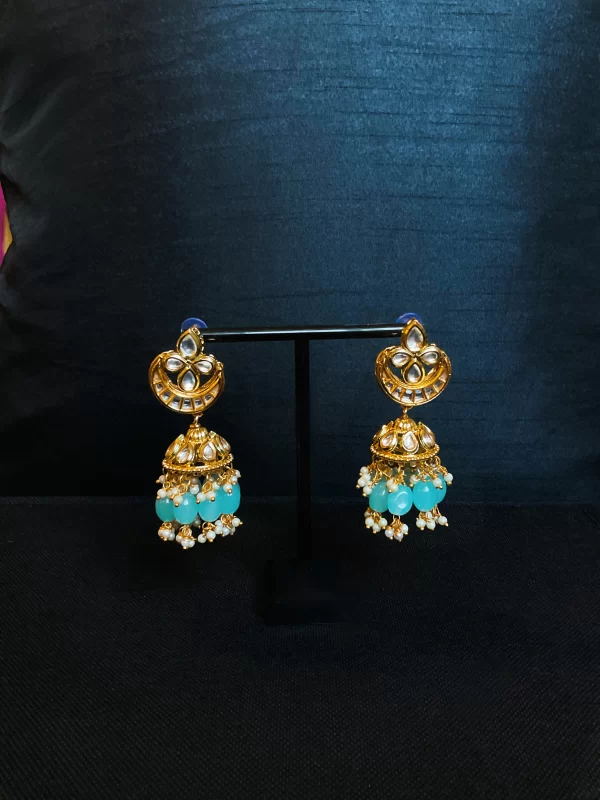 Powder Blue Kundan Jhumki