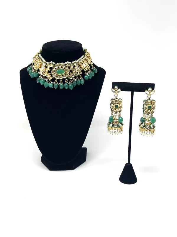 Royal green kundan set