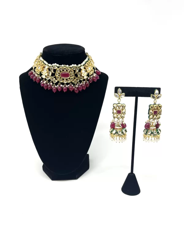 Ruby red kundan set