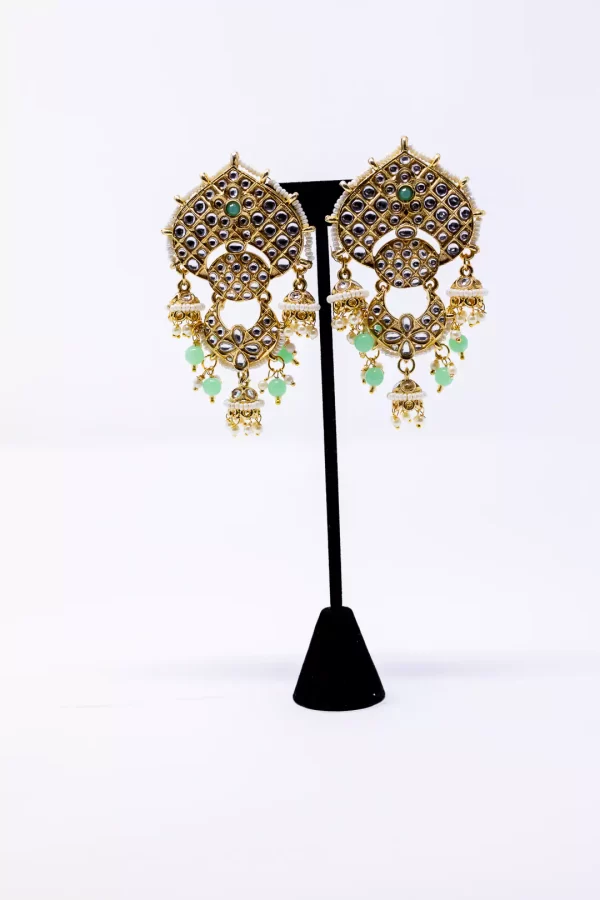 Green Kundan Dangler