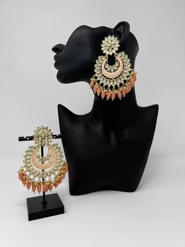 Peach Orange Kundan Chandelier