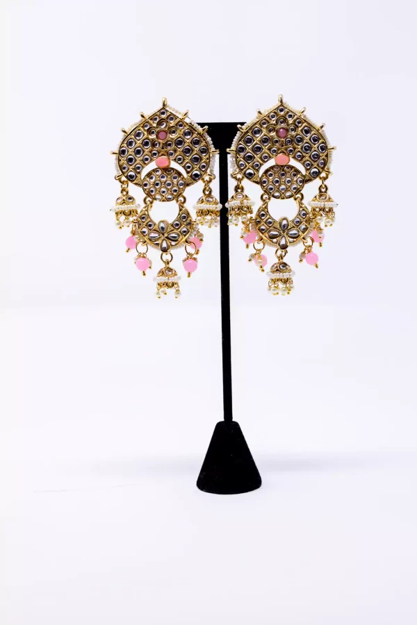 Pink Kundan Dangler